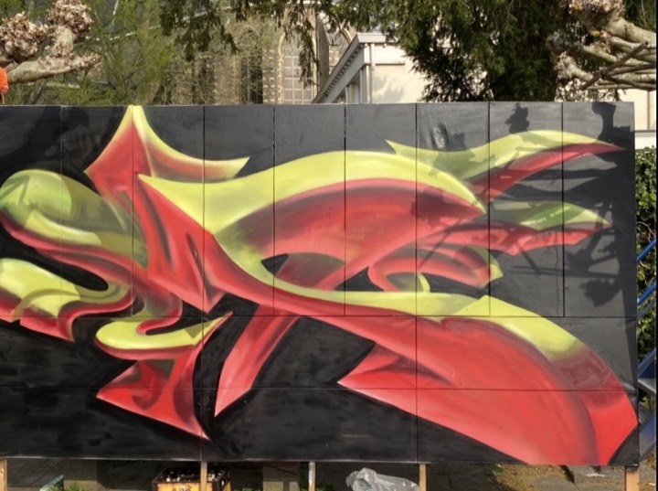 Red and yellow wall painting